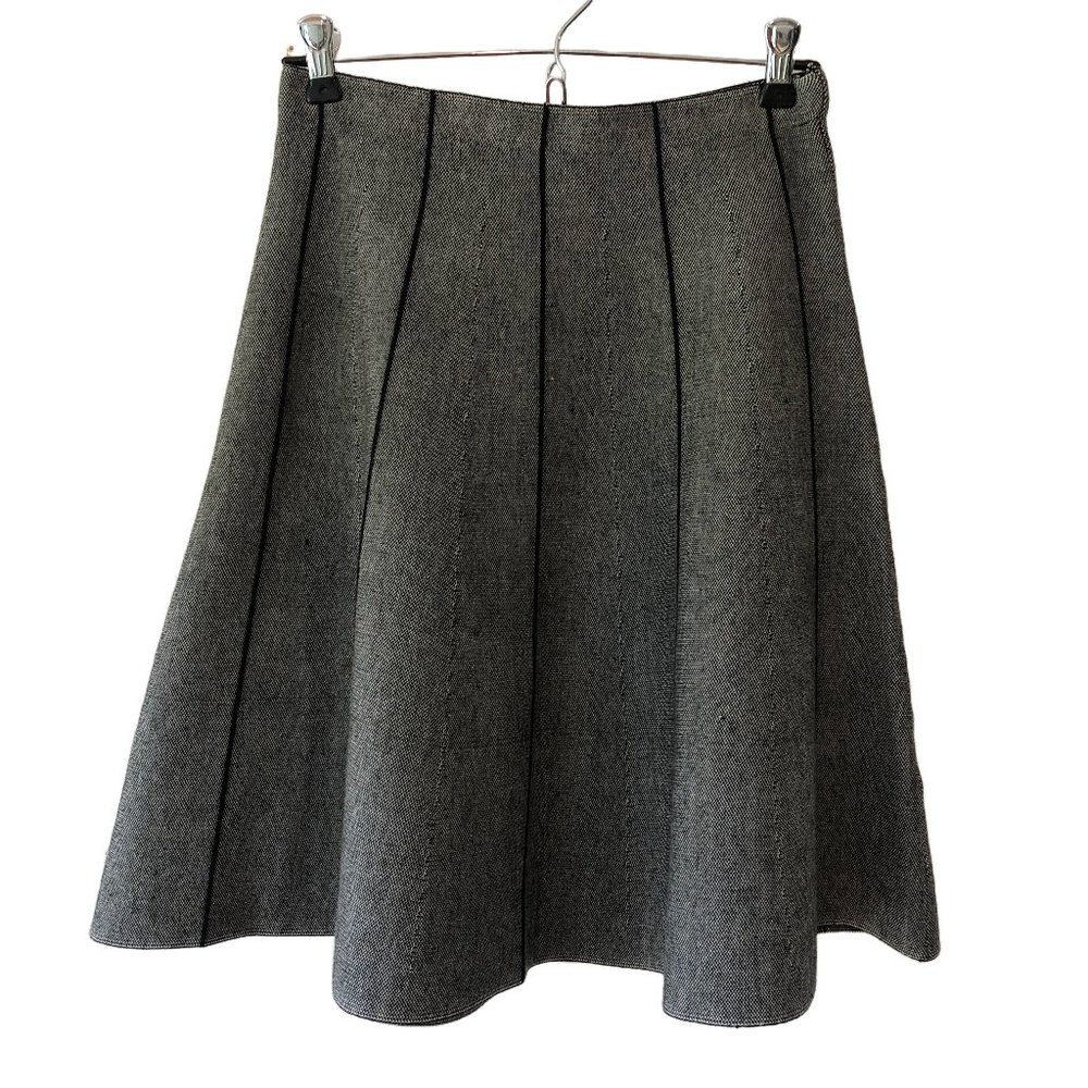 Vintage Grey High Waisted Sweater Knit Vila Milano Ruffle Mini Skirt Black White